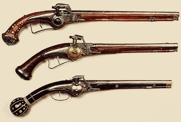 Рис: Колесные пистолеты конца XVIII века.
